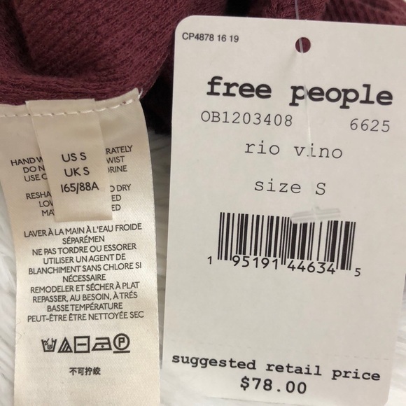 NWT - Free People In The Mix Cuff Top - Rio Vino - Picture 15 of 16